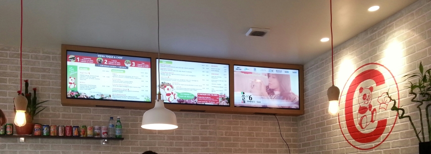 Le menu affiché sur les écrans